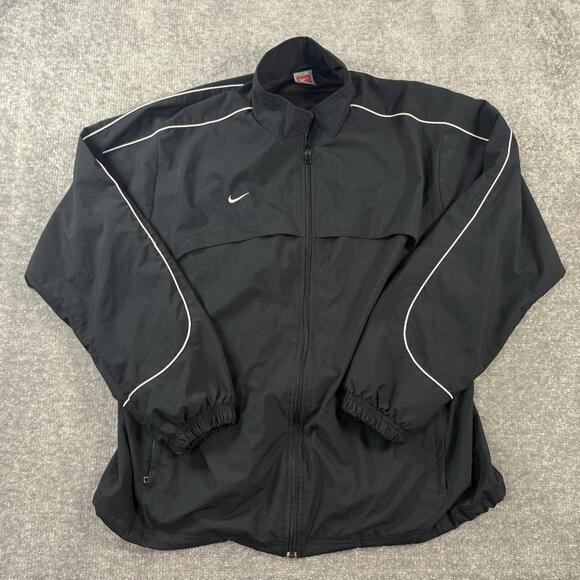 Vintage Y2K 2000'S NIKE TEAM Full Zip Black/White Windbreaker Men's Size XL - Picture 1 of 7